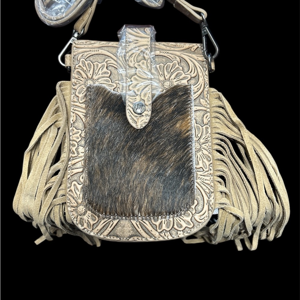 Montana West Floral Embossed Tan and Brown Clutch